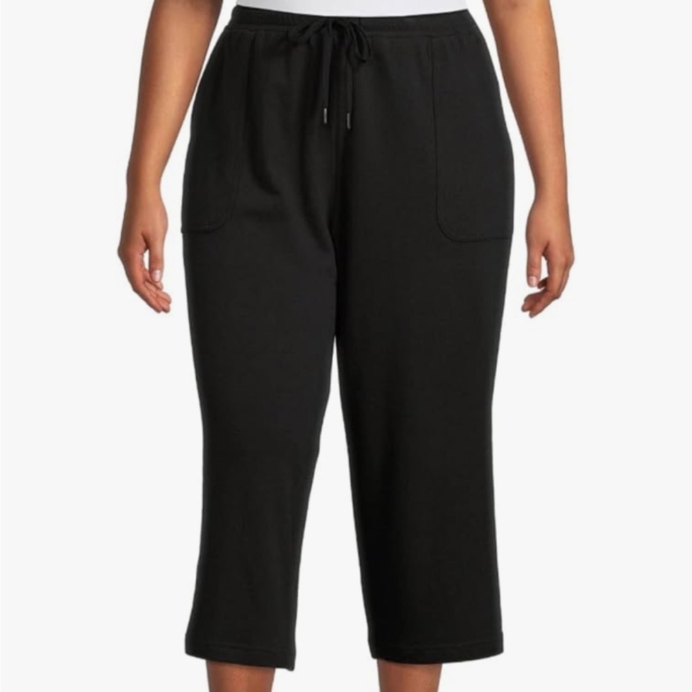 NWT Terra & Sky Plus Size Pull-On Knit Capri Pants size 0X Black Soot